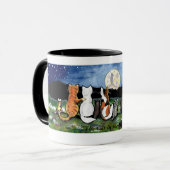 "Katze im Mond" Katzen-Freunde in der Nachtszene, Tasse (Vorderseite Links)