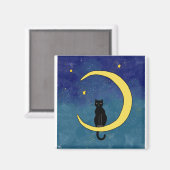Katze im Mond Magnet (Vorderseite/Rückseite)