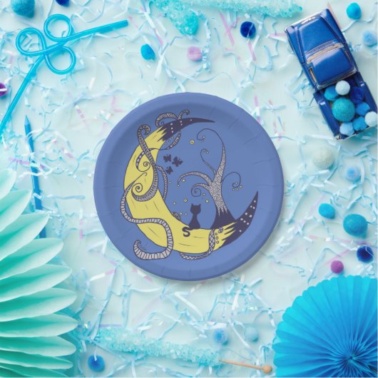 Katze im Mond Pappteller (Party)