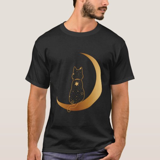 Katze im Monddesign T-Shirt (Vorderseite)