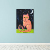 Katze im Mondlicht Abstrakte Malerei Leinwanddruck (Insitu (Holzboden))