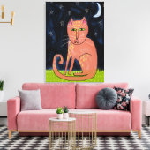 Katze im Mondlicht Abstrakte Malerei Leinwanddruck (Insitu (Wohnzimmer))