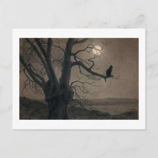 Katze im Mondlicht, Alexandre Steinlen Postkarte (Vorderseite)