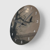 Katze im Mondlicht, Alexandre Steinlen Runde Wanduhr (Winkel)