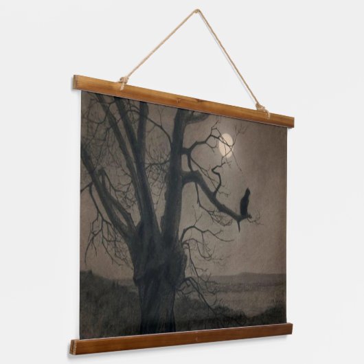 Katze im Mondlicht, Alexandre Steinlen Wandteppich Mit Holzrahmen (Gewinkelt)