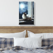 Katze im Mondlicht Leinwanddruck (Insitu (Schlafzimmer))