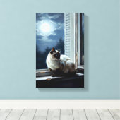 Katze im Mondlicht Leinwanddruck (Insitu (Holzboden))