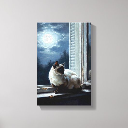 Katze im Mondlicht Leinwanddruck (Vorderseite)