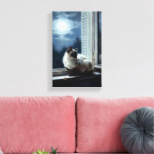 Katze im Mondlicht Leinwanddruck (Insitu (Wohnzimmer))