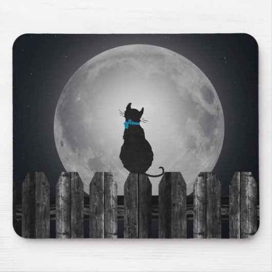 Katze im Mondlicht Mousepad (Vorne)