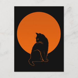 KATZE IM MONDLICHT POSTKARTE