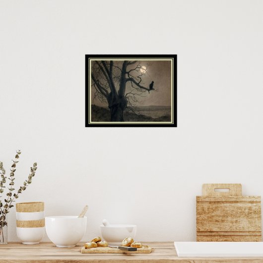 "Katze im Mondschein" Jugendstil-Printwerbung Poster (Küche)