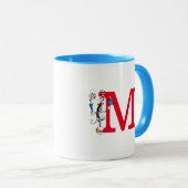 Katze im Monogramm des Hat Balancing Act M Tasse (VorderseiteRechts)