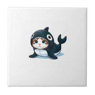 Katze im Orca-Kostüm Tank Top Fliese