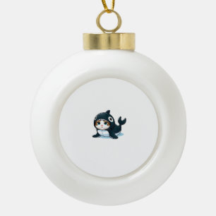 Katze im Orca-Kostüm Tank Top Keramik Kugel-Ornament