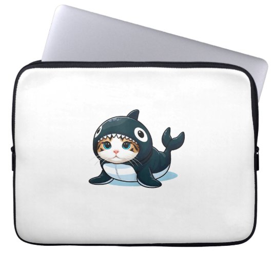 Katze im Orca-Kostüm Tank Top Laptopschutzhülle (Vorderseite)