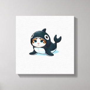 Katze im Orca-Kostüm Tank Top Leinwanddruck