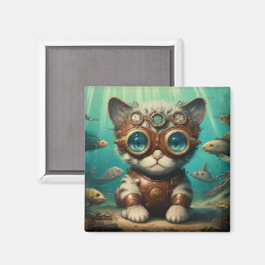 Katze im Ozean-Magnet Magnet (Vorderseite/Rückseite)