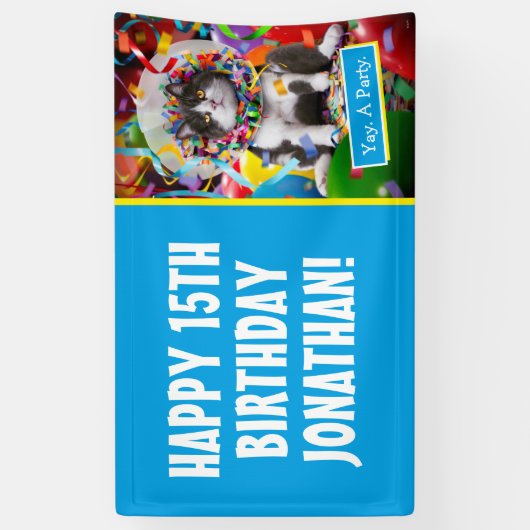 Katze im Party Banner (Vertikal)