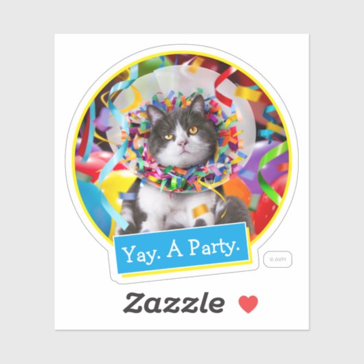 Katze im Party Cone Aufkleber (Blatt)