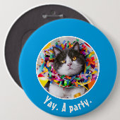 Katze im Party Cone Button (Vorne & Hinten)