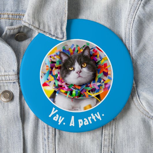 Katze im Party Cone Button (Beispiel)