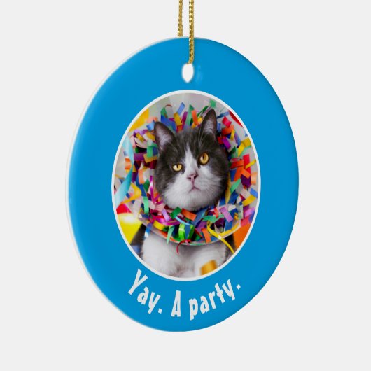 Katze im Party Cone Keramik Ornament (Rechts)