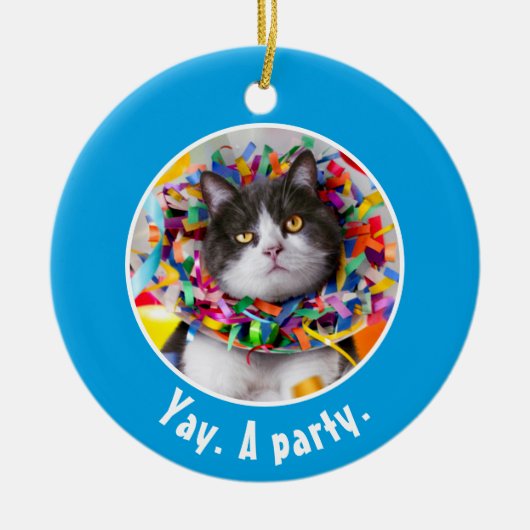 Katze im Party Cone Keramik Ornament (Vorne)
