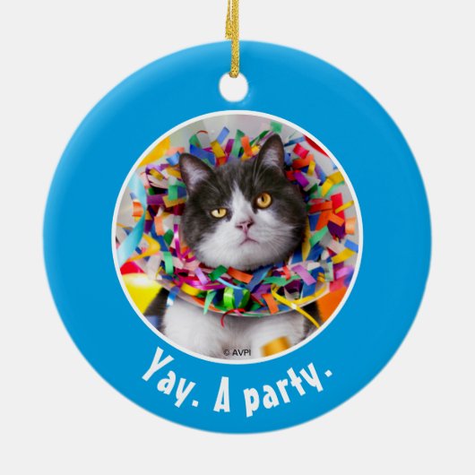 Katze im Party Cone Keramik Ornament (Hinten)