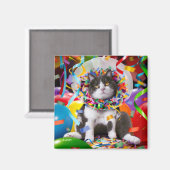 Katze im Party Cone Magnet (Vorderseite/Rückseite)