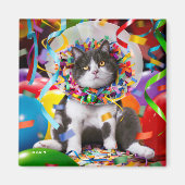 Katze im Party Cone Magnet (Vorne)