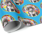 Katze im Party Geschenkpapier (Rolleneckpunkt)