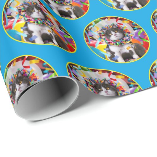 Katze im Party Geschenkpapier (Rolleneckpunkt)