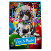 Katze im Party Mittlere Geschenktüte (Rückseite)