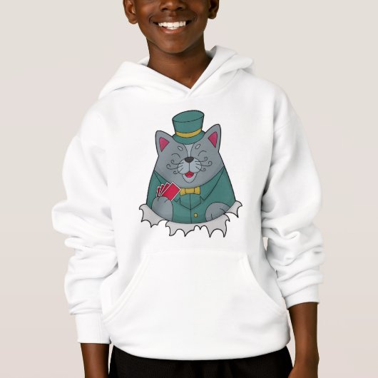 Katze im Poker mit Poker-Karten Hoodie (Vorderseite)