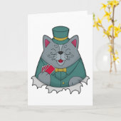 Katze im Poker mit Poker-Karten Karte (Gelbe Blume)