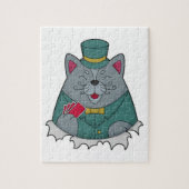 Katze im Poker mit Poker-Karten Puzzle (Vertikal)