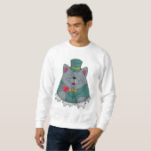 Katze im Poker mit Poker-Karten Sweatshirt (Vorne ganz)