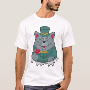 Katze im Poker mit Poker-Karten T-Shirt