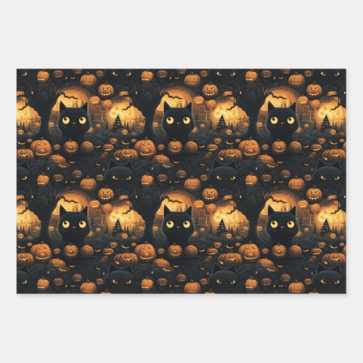 Katze im Pumpkin-Patch Geschenkpapier Set (Vorderseite 3)