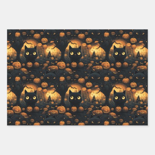 Katze im Pumpkin-Patch Geschenkpapier Set (Vorderseite 2)