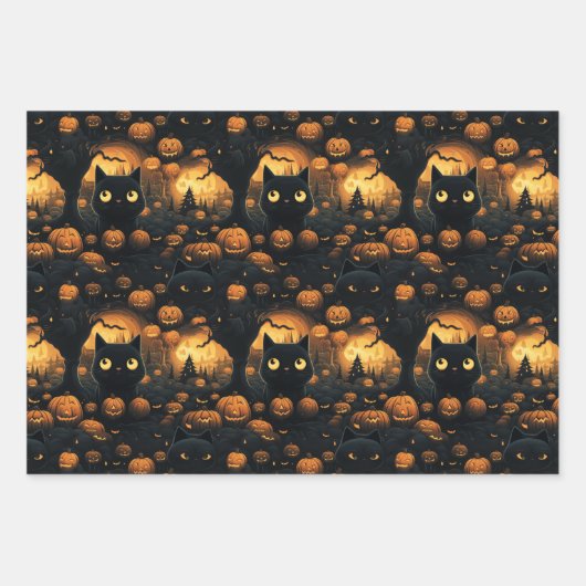 Katze im Pumpkin-Patch Geschenkpapier Set (Vorderseite)