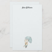 Katze im Rain Stationery Briefpapier (Vorne/Hinten)