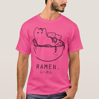Katze im Ramen Bowl Minimalistisches Design T-Shirt