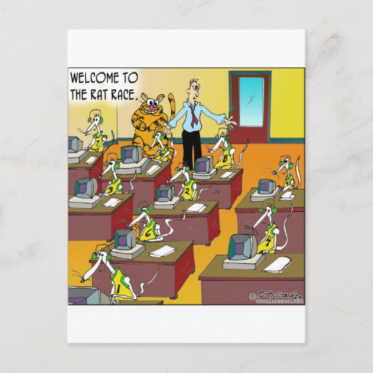 Katze im Rattenrennen Postkarte (Vorderseite)