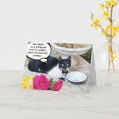 KATZE IM RESTAURANT Vatertag Karte (Gelbe Blume)