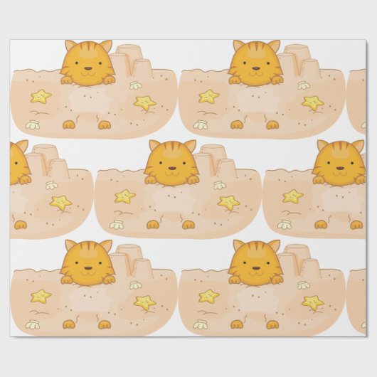 Katze im Sand Geschenkpapier (Flach)