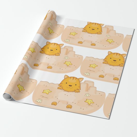 Katze im Sand Geschenkpapier (Ungerollt)
