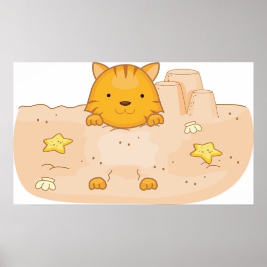 Katze im Sand Poster (Vorne)