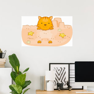 Katze im Sand Poster